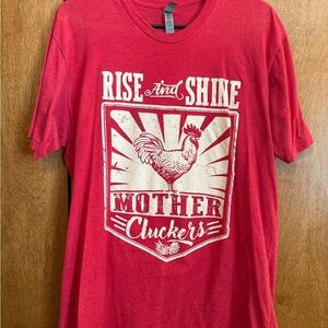 Next Level Apparel Red 'Rise and Shine' Rooster Graphic Tee
